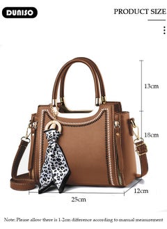 DUNISO Women's Fashion Handbag Faux Leather Crossbody Bag For Women Large Capacity Bow Trim Tote Bags Top Handle Satchel Fashionable Travel Shoulder Bag For Ladies  - Image 4