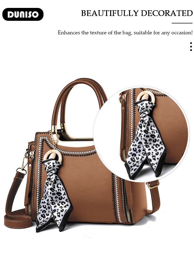 DUNISO - Women's Fashion Handbag Faux Leather Crossbody Bag For Women Large Capacity Bow Trim Tote Bags Top Handle Satchel Fashionable Travel Shoulder Bag For Ladies - Image 1