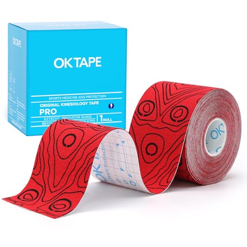 OK TAPE PRO Kinesiology Tape, 2inch x Long Roll 16ft Free Cut Tape, Elastic Athletic Tape Therapeutic Latex Free, Red+Black - Image 1
