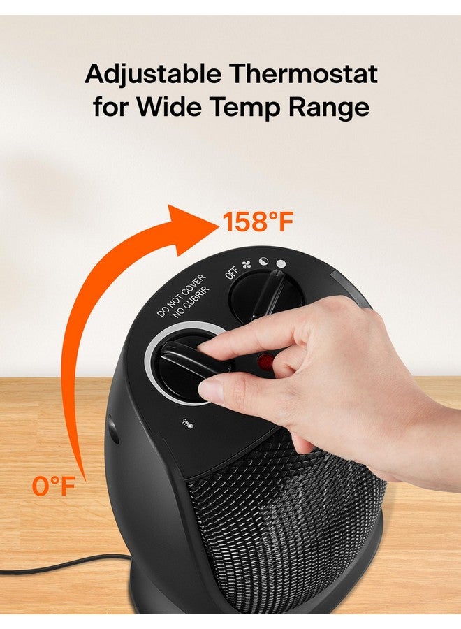 PELONIS PELONIS PHTA1ABB Portable, 1500W/900W, Quiet Cooling & Heating Mode Space Heater for All Season, Tip Over & Overheat Protection,for Home, Office Personal Use, Black , 9inch  - Image 3