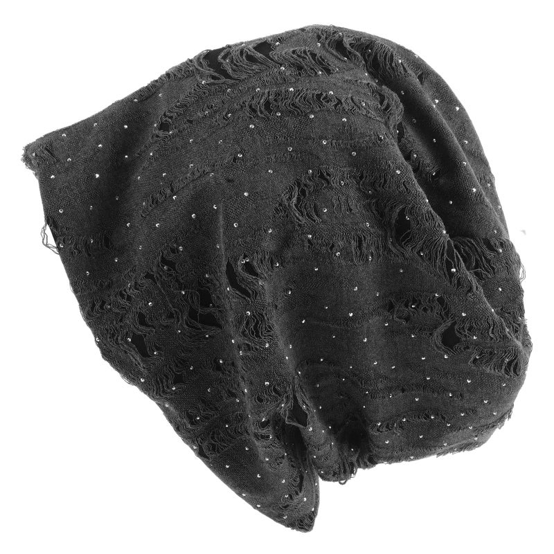 Vintage Distressed Beanie Hat For Men And Women Loose Fit Comfortable Polyester Cap Grey - Image 2
