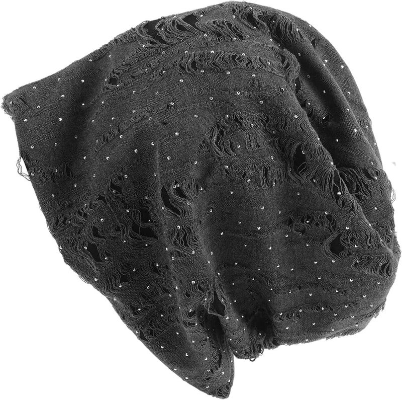 Vintage Distressed Beanie Hat For Men And Women Loose Fit Comfortable Polyester Cap Grey - Image 1