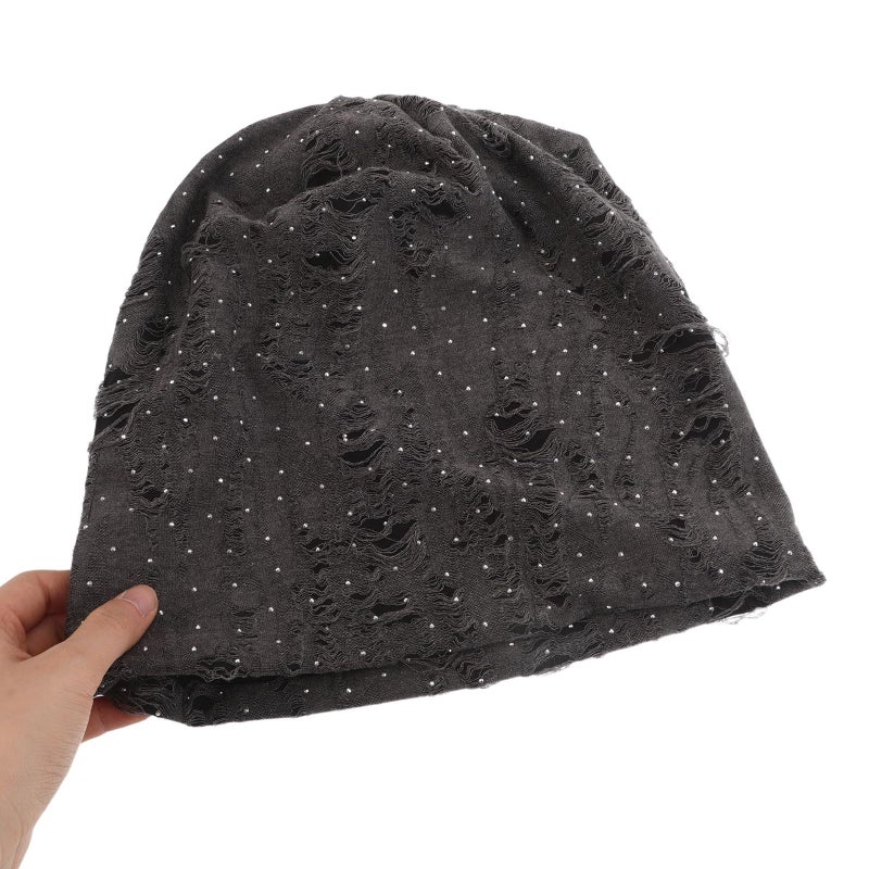 Vintage Distressed Beanie Hat For Men And Women Loose Fit Comfortable Polyester Cap Grey - Image 5