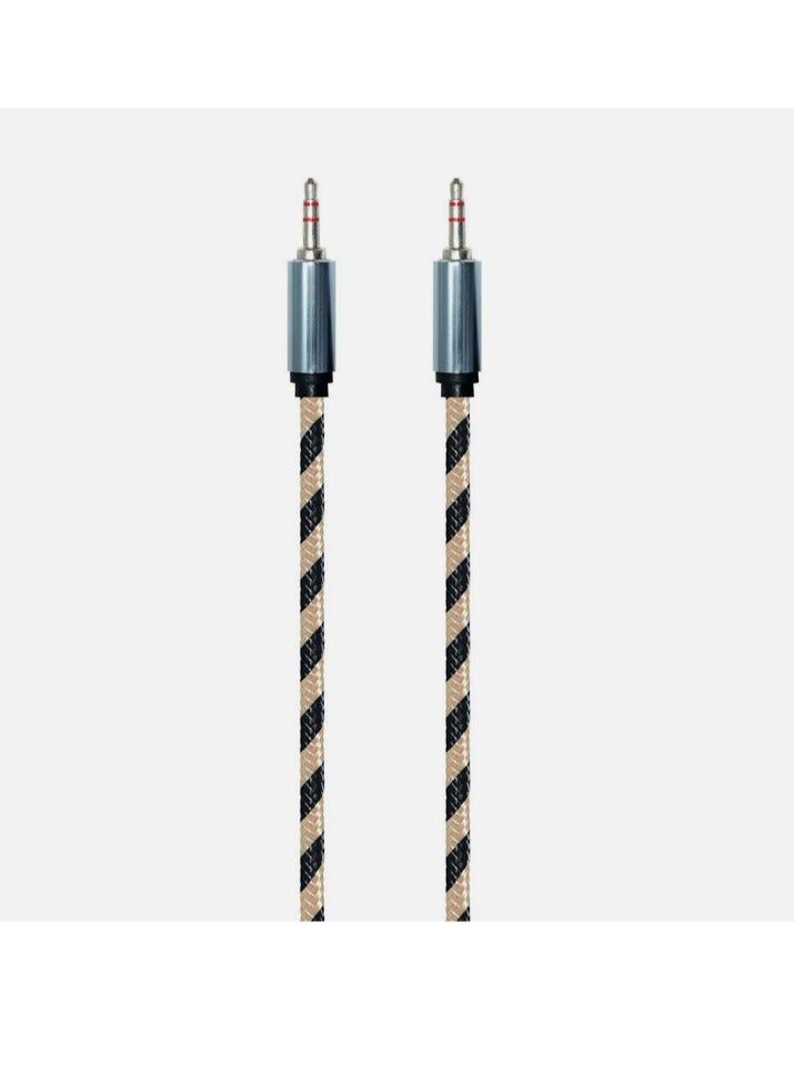 Aux to Aux Cable 3.5mm Braided Car Sound Audio Cable 1M Speaker Cable White & Black - Image 2