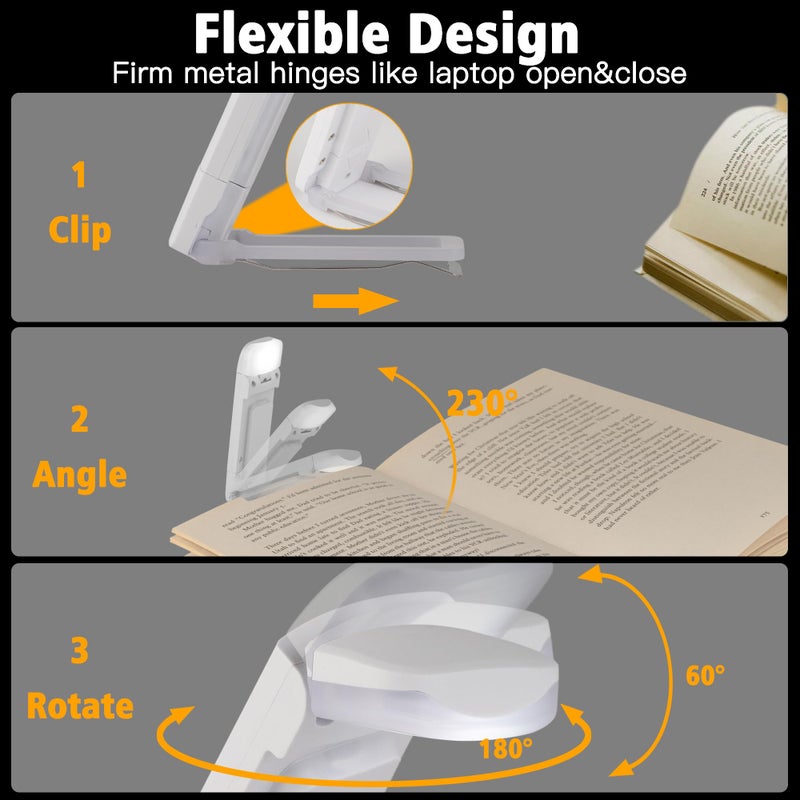 KunHe 10 Pack USB Rechargeable Book Light Bulk for Reading at Night in Bed LED Reading Lights with Clip for Kids & Adults Bulk Gift for Book Lovers - Image 4