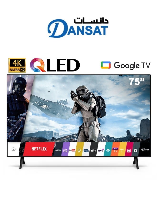Dansat 75 Inch - QLED - 4K UHD - Google TV - HDR 10 - Internal Receiver - DTQ75BU black