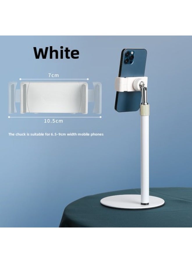 Generic Metal Live Broadcast Stand Mobile Phone For Tablet Ipad Telescopic Multifunctional Rotating Lazy Desktop Stand Wholesale-Color:High-end Telescopic Bracket [white] [mobile Phone Clip]]  - Image 1