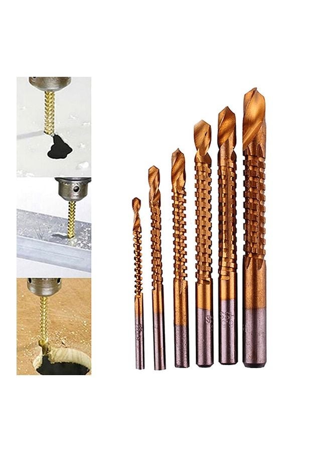 NIBEMINENT 6-Piece High Speed Steel Drill Bits Set Gold/Silver - Image 2