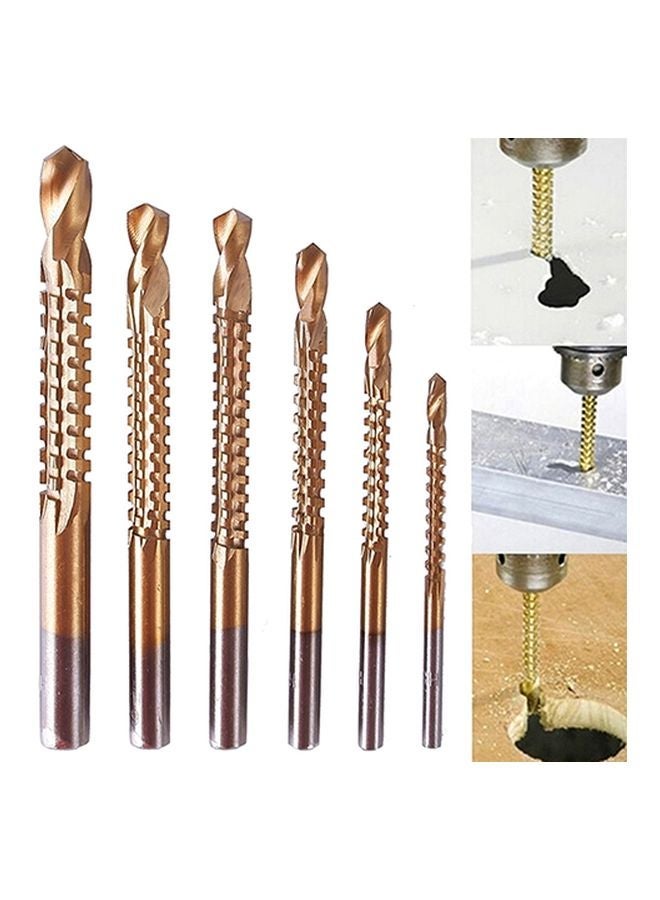 NIBEMINENT 6-Piece High Speed Steel Drill Bits Set Gold/Silver - Image 3