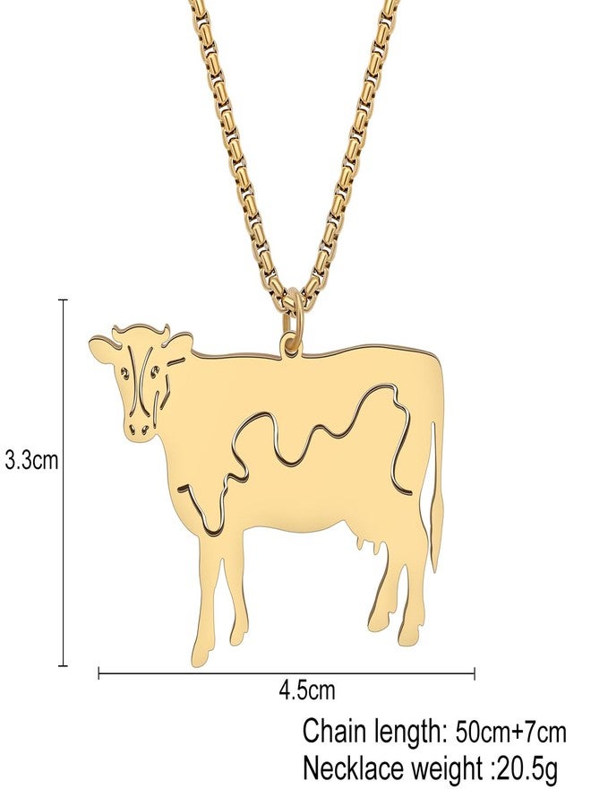 LONYOO Stainless Steel Milk Cow Necklace Farm Animals Chain Pendant Jewelry for Women Charms Cow Gifts (Gold) - Image 5