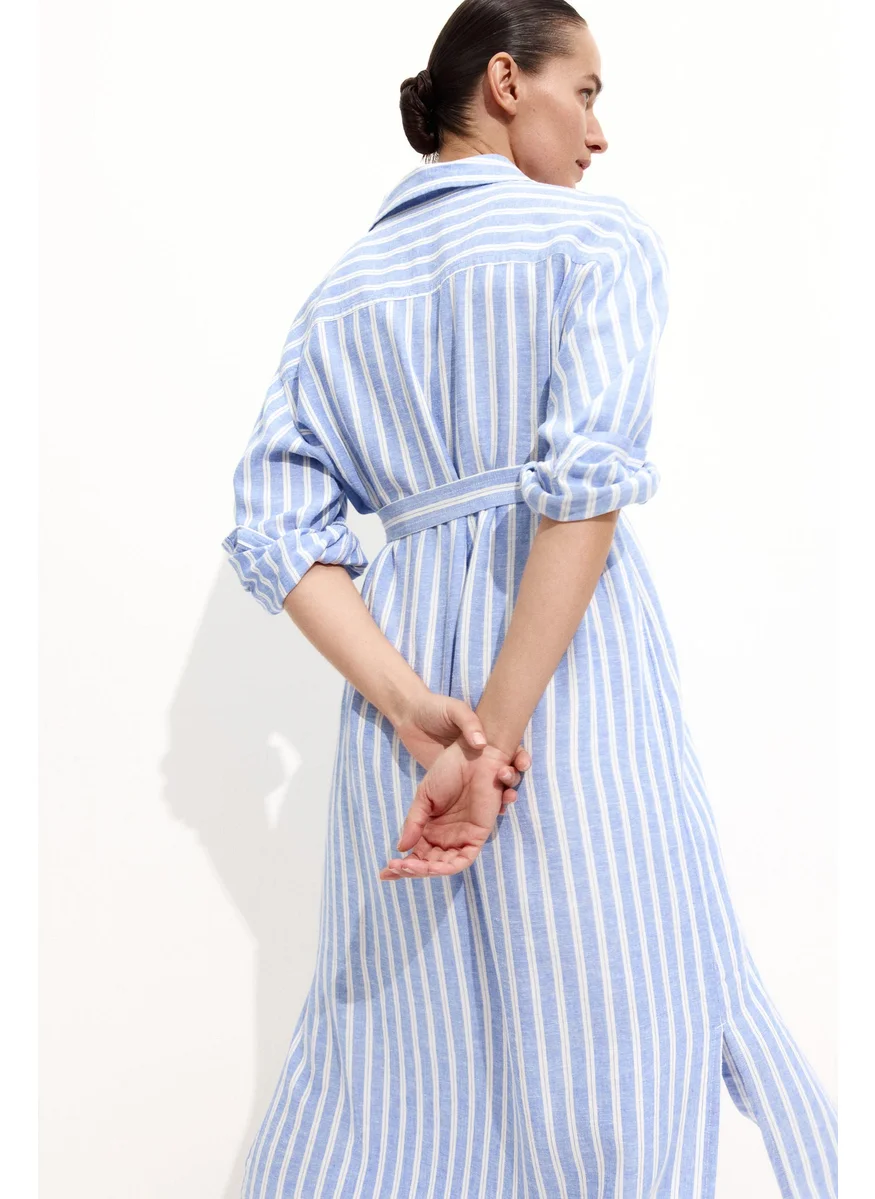 H&M Mama Linen-Blend Shirt Dress