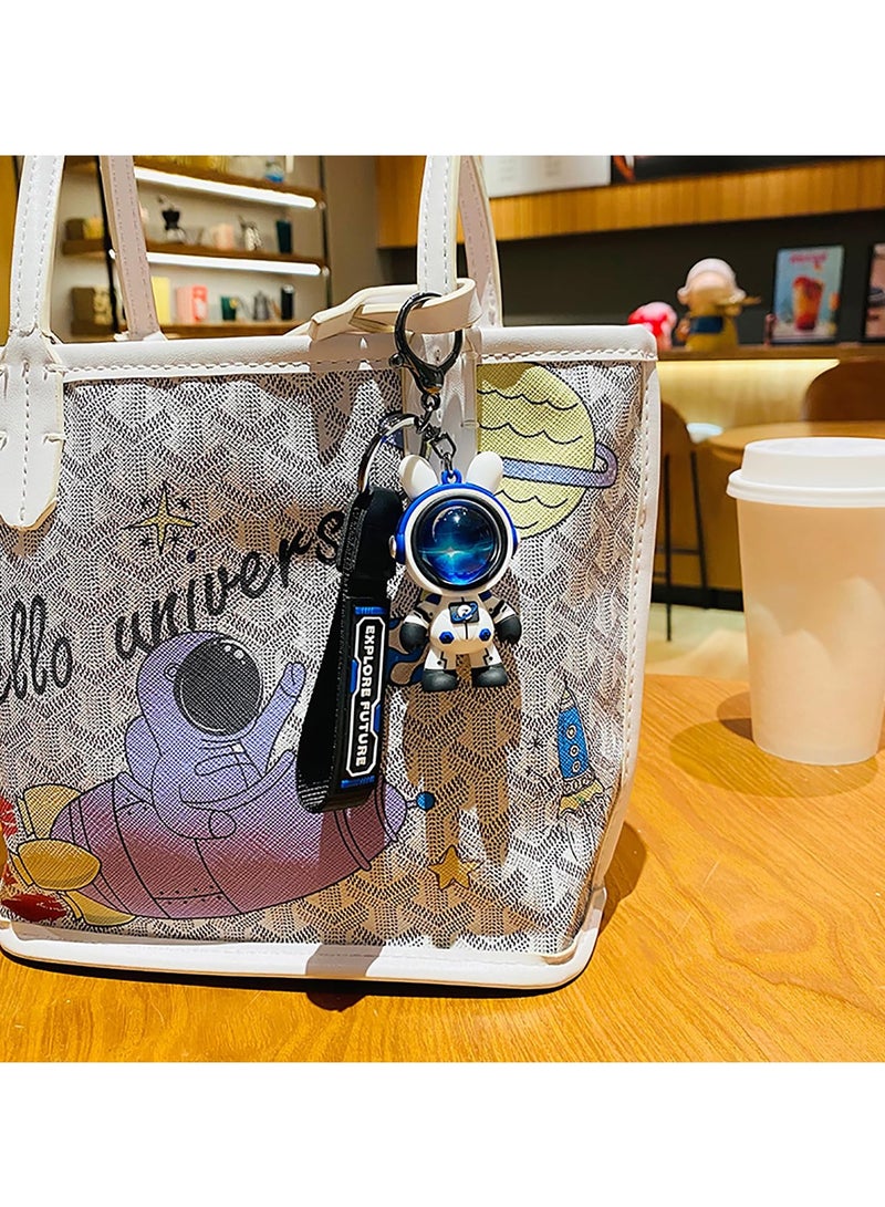 SYOSI Creative Fashionable and Cute Cartoon Rabbit Keychain Resin Animal Pendant Metal Keychain Backpack Car Keychain, for Men and Women (1Pcs) - Image 3