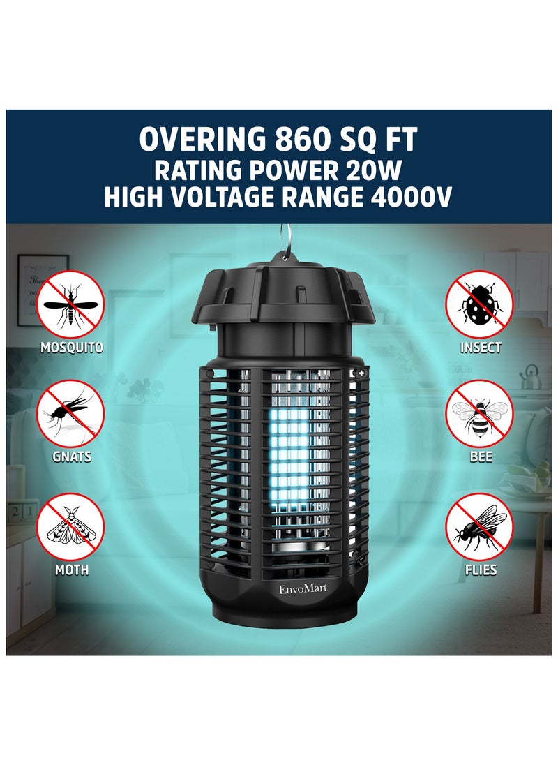 EnvoMart - EnvoMart Electric Mosquito Killer Lamp - 20W UV Waterproof Bug Zapper - Portable Fly, Moth, Gnat & Pest Control Repeller with Standard UK Plug for Indoor - Image 1