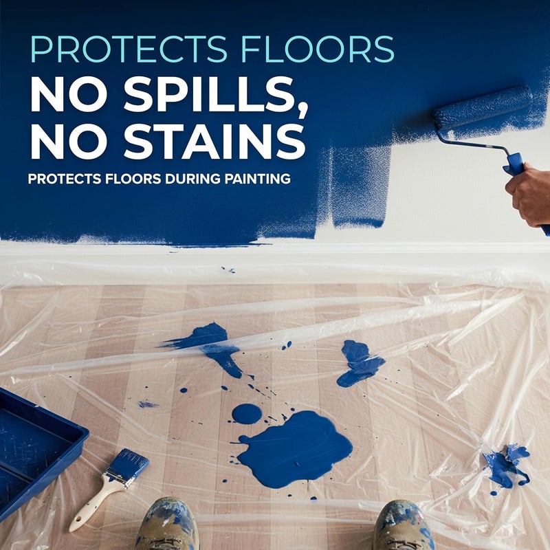 TAPIX 12 x 9 Ft Drop Cloths (6-Pack) – Plastic Sheeting & Painters Plastic Tarps for Painting, Waterproof Floor & Furniture Protection - Image 3