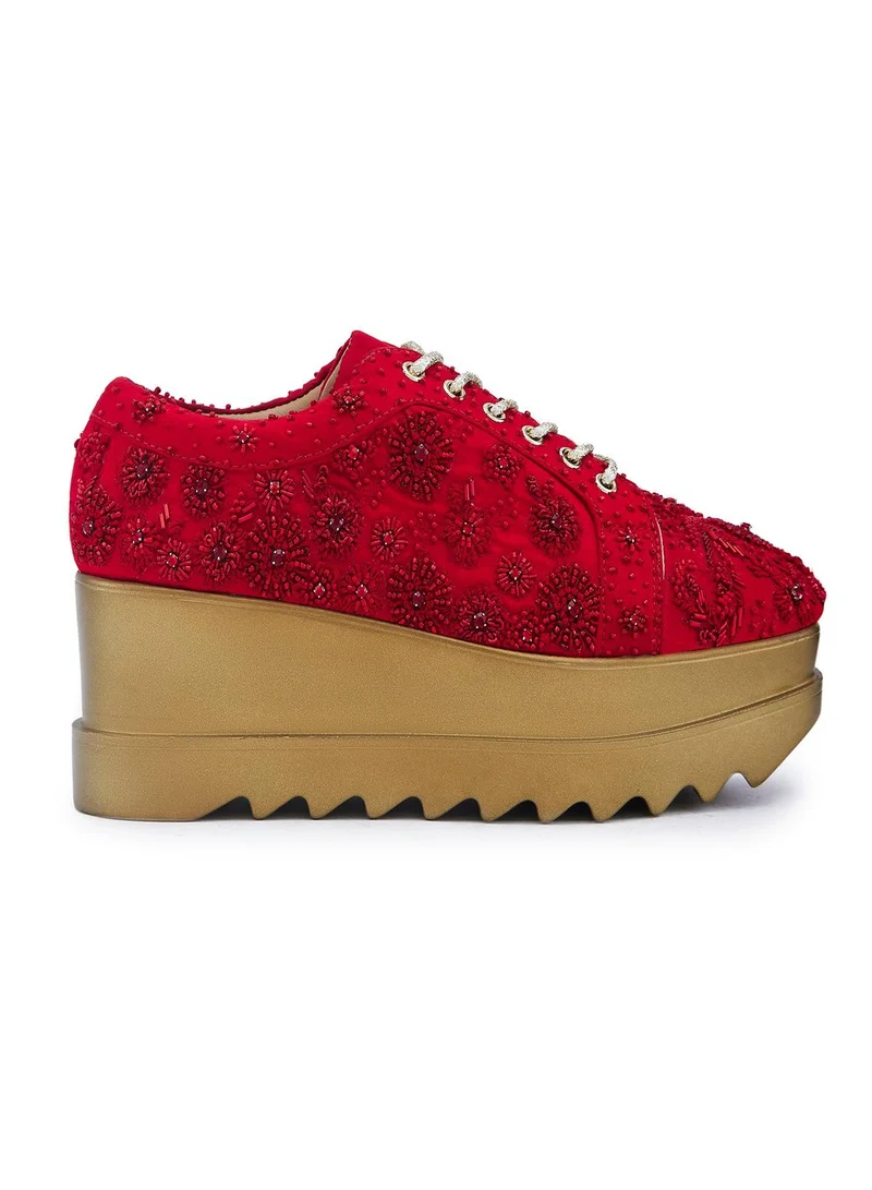 Anaar Anaar More Amore WEDGE SNEAKERS, Womens Festive, Special Occasion and Partywear Premium Shoes