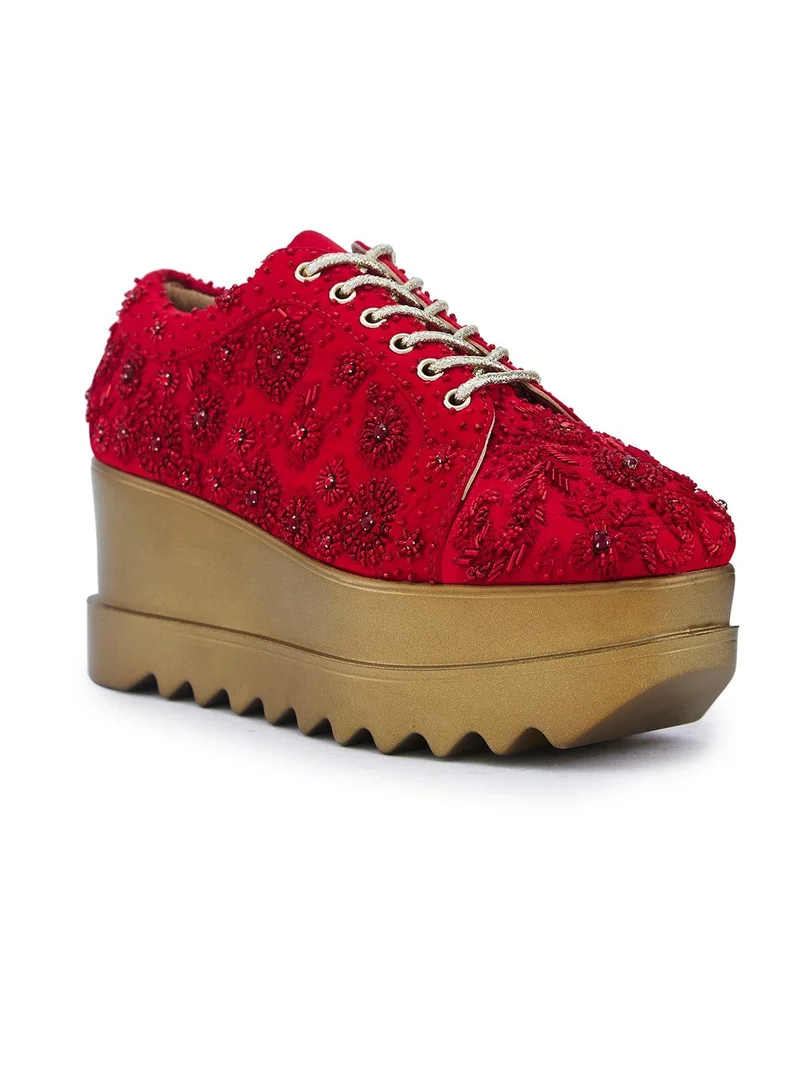 Anaar Anaar More Amore WEDGE SNEAKERS, Womens Festive, Special Occasion and Partywear Premium Shoes