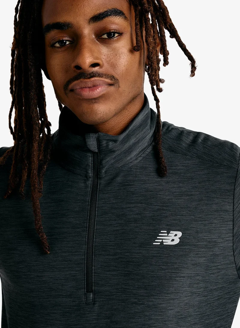 New Balance BLACK HEATHER (BKH) Space Dye 1/4 Zip Top for Men | Best Price UAE