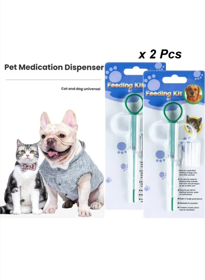  أورا سيليكت مجموعة مغذي حبوب منع الحمل والسائل للحيوانات الأليفة - حقنة سيليكون مع أطراف ناعمة، موزع حبوب آمن للقطط والكلاب والجراء، مانح أدوية الحيوانات الأليفة سهل الاستخدام (أخضر*2) - Image 1