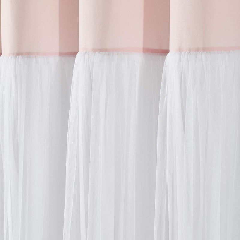 Lush Decor Lush Decor Tulle Skirt Colorblock Shower Curtain  72"" x 72""  Blush & White - Image 2