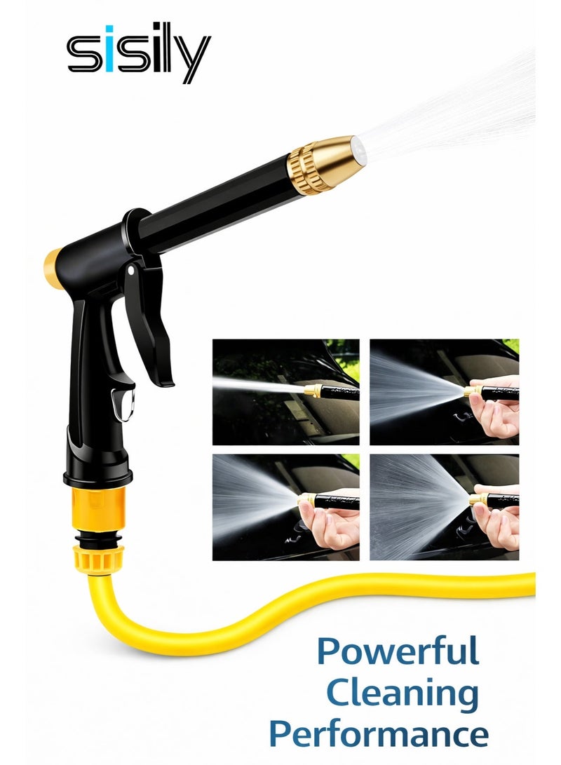 سيسلي قطعة واحدة من مسدس مياه غسيل السيارات بالضغط القوي (الأنبوب غير متضمن) مع دش حديقة متعدد الوظائف وفوهة للتنظيف الفعال - Image 1