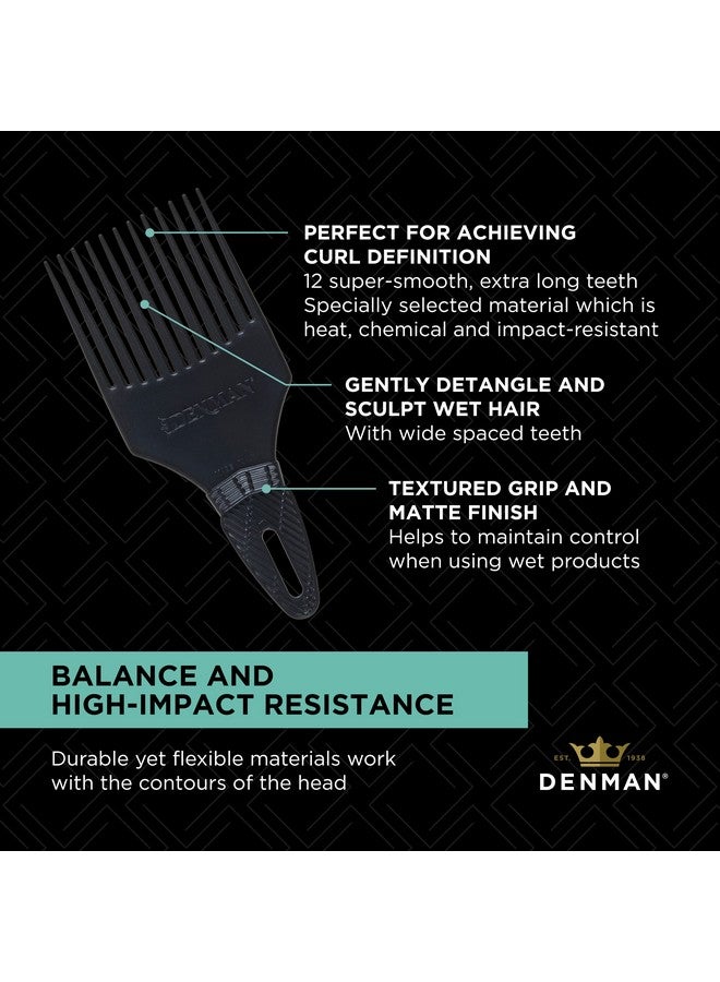 دنمان مشط جاك دين من دينمان (أسود) لتكثيف تجعيدات الشعر لفصلها وتصفيفها وتحديدها وتعزيزها (D17) - Image 5