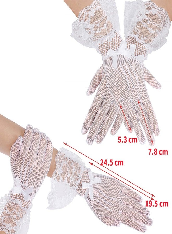 Anzailala Ladies Lace Gloves Elegant Short Gloves Courtesy Summer Gloves for Wedding Dinner Parties (Black) - Image 4
