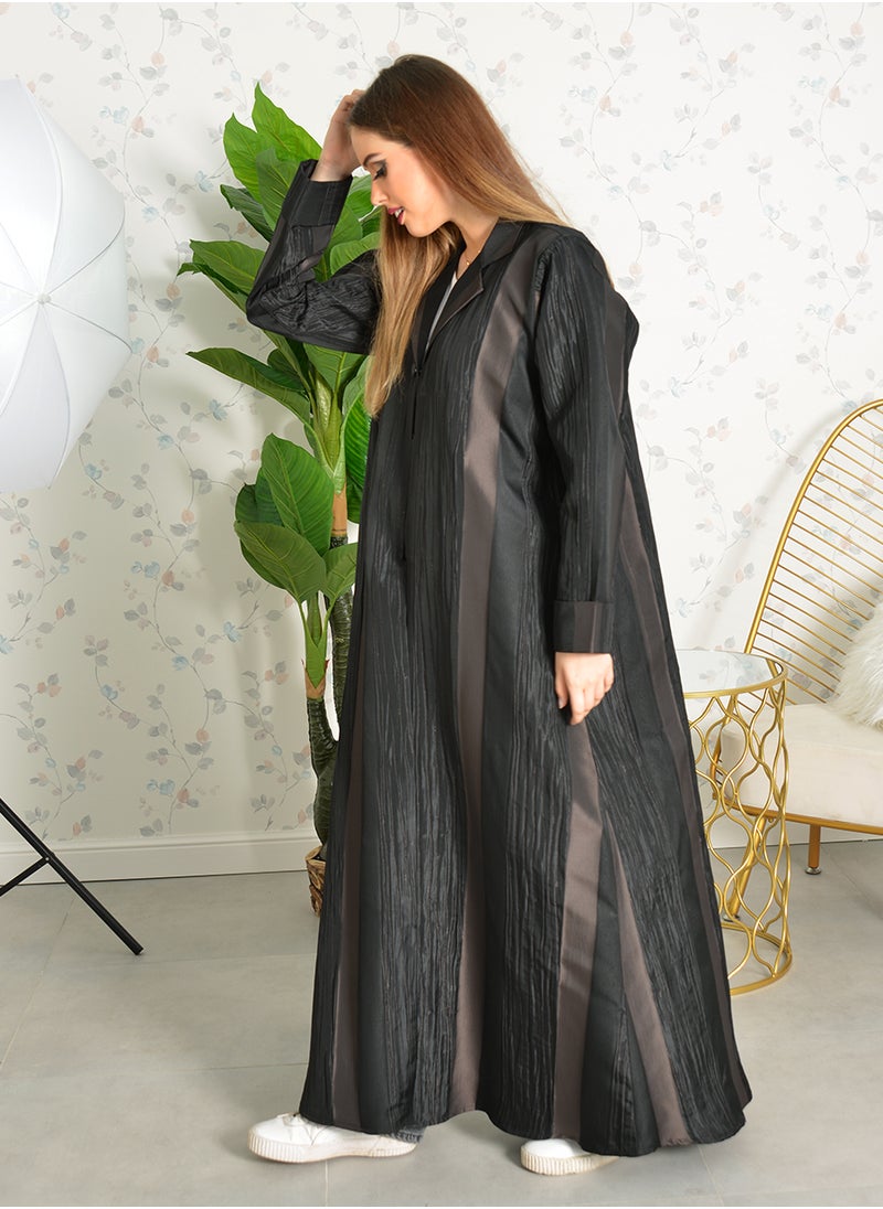 Bousni - Cuff and collar style Jacquard abaya - Image 1