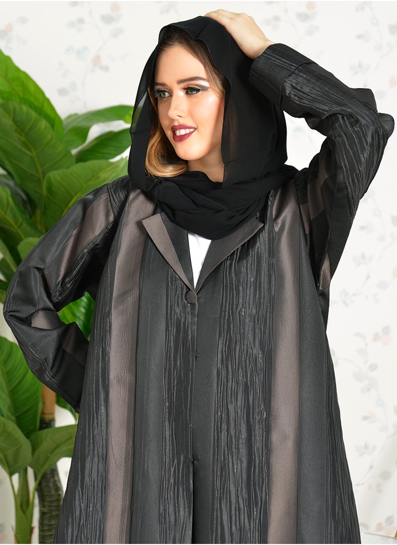 Bousni - Cuff and collar style Jacquard abaya - Image 1