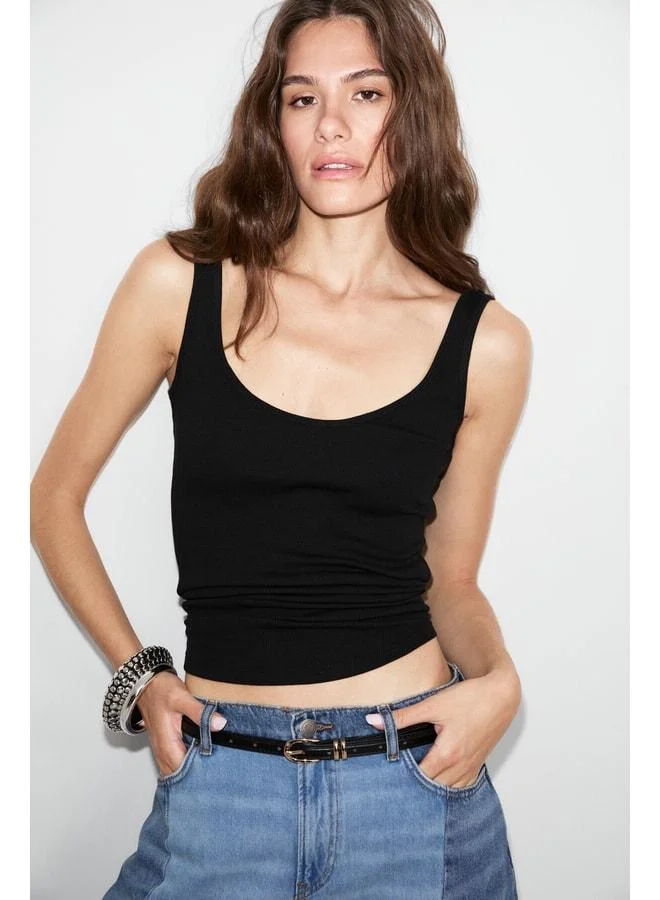 Ethiquet ORYA Women's Organic Cotton Soft and Stretch Fabric Cutout Neck Black Tank Top.