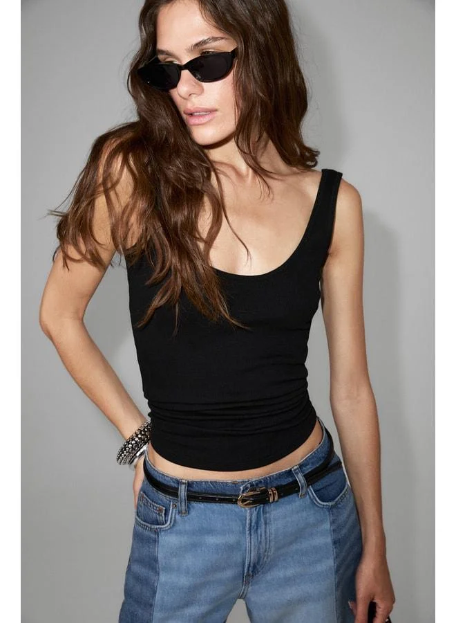 Ethiquet ORYA Women's Organic Cotton Soft and Stretch Fabric Cutout Neck Black Tank Top.