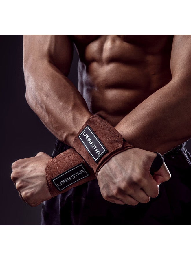 LAURASTAR Laura Star Leather Fitness Wristband For Men, Strength Training Compression Wrist Support, Anti-slip Training Band For Bench Press, Brown - Image 4