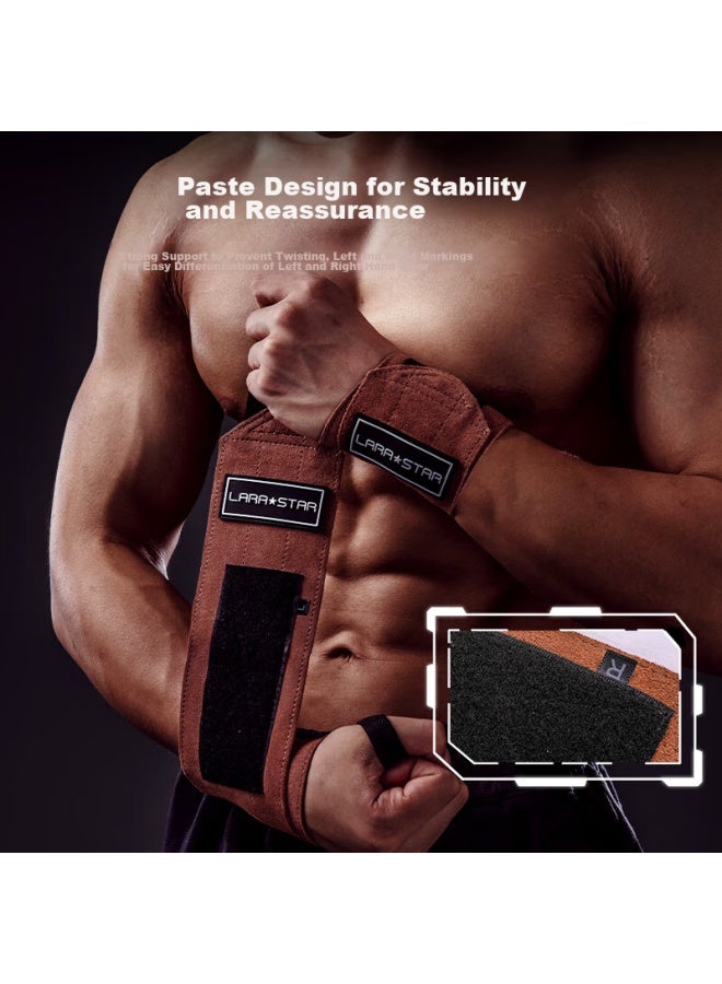 LAURASTAR Laura Star Leather Fitness Wristband For Men, Strength Training Compression Wrist Support, Anti-slip Training Band For Bench Press, Brown - Image 2