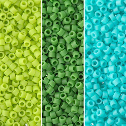 Miyuki Delica Seed Beads Bundle: Size 11/0, Green Turquoise Matte Opaque Palette Collection DB754, DB763, DB793 - 3 Tubes of 7.2 Grams ea - Image 1
