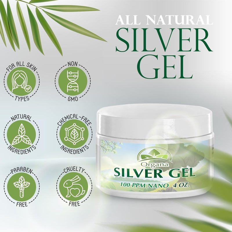 NutriNoche Organa Nano Silver Gel - Advanced Colloidal Silver Skin Cream - Wound Care & First Aid Gel Soothing Topical Ointment for Burns, Razor Burn and Sunburn Irritations - Unscented 4 Oz Jar - Image 3