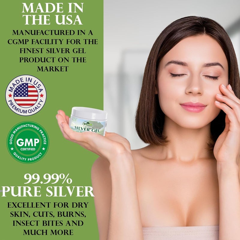 NutriNoche Organa Nano Silver Gel - Advanced Colloidal Silver Skin Cream - Wound Care & First Aid Gel Soothing Topical Ointment for Burns, Razor Burn and Sunburn Irritations - Unscented 4 Oz Jar - Image 2