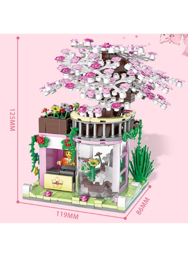 386pcs Sakura Store Model Diy Assembly Building Blocks Creative Ornaments Gift Simulation Collection Building Assembly Toys Home Decoration - Image 2