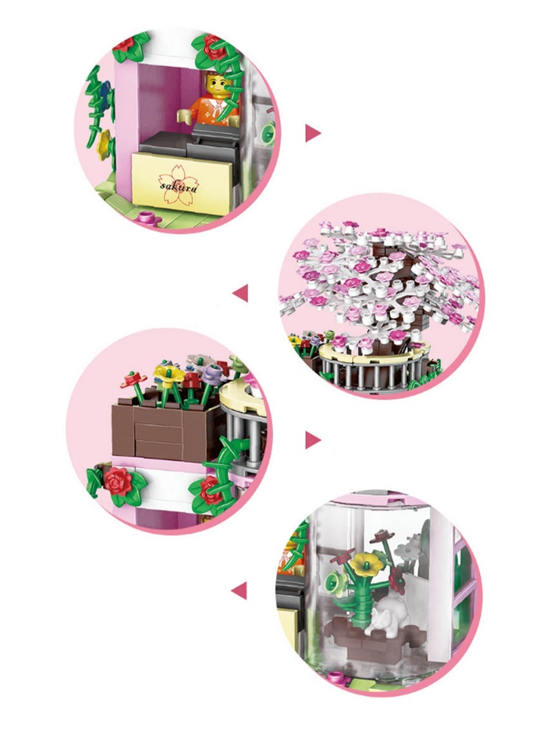 386pcs Sakura Store Model Diy Assembly Building Blocks Creative Ornaments Gift Simulation Collection Building Assembly Toys Home Decoration - Image 3
