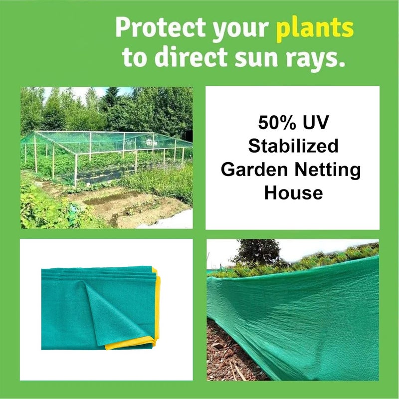 TANDHAN Tandhan Ecogreen HDPE Fabric Shade Net Provide 50 Sun and UV Protection 5 FT x 5 FT 15 Mtr x 15 Mtr Green Yellow  - Image 2