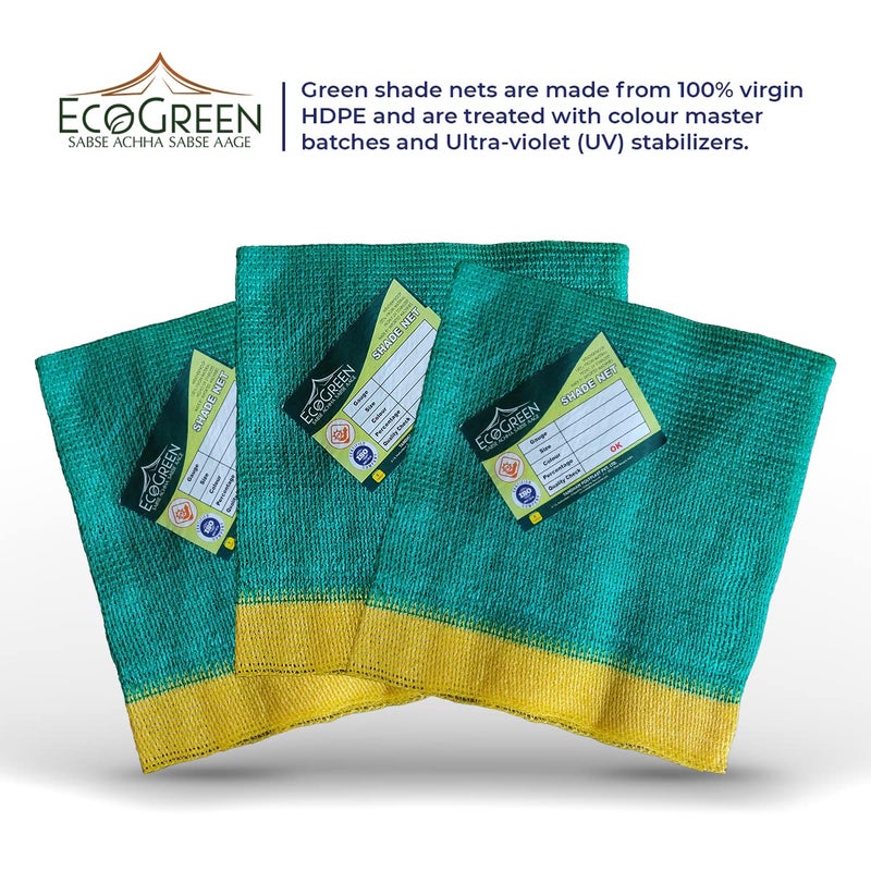 TANDHAN Tandhan Ecogreen HDPE Fabric Shade Net Provide 50 Sun and UV Protection 5 FT x 5 FT 15 Mtr x 15 Mtr Green Yellow  - Image 4