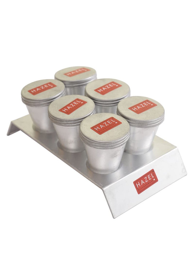 Hazel Kulfi Moulds Set Aluminium - Traditional Ice Cream Medium Mould Set of 6 With Stand - Reusable Popsicle Maker,21X13X7.5 Cm - Image 1