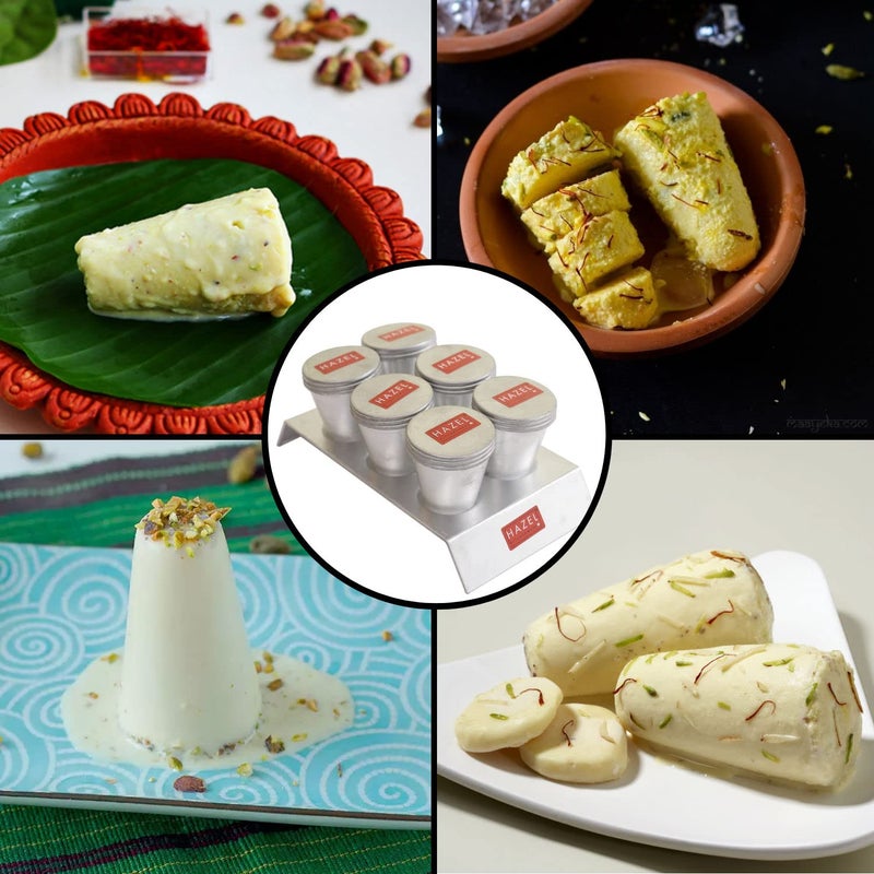 Hazel Kulfi Moulds Set Aluminium - Traditional Ice Cream Medium Mould Set of 6 With Stand - Reusable Popsicle Maker,21X13X7.5 Cm - Image 5
