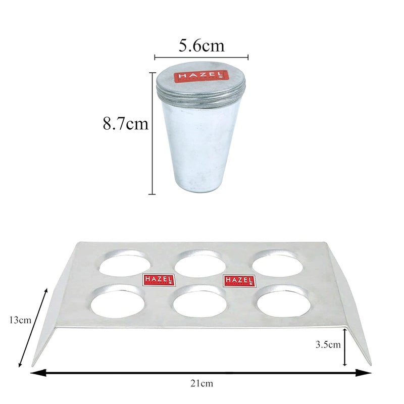 Hazel Kulfi Moulds Set Aluminium - Traditional Ice Cream Medium Mould Set of 6 With Stand - Reusable Popsicle Maker,21X13X7.5 Cm - Image 4