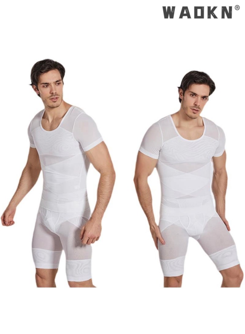 Men Chest Compression Vest Body Shaper Sleeveless Posture Corrector Slimming Tummy Control Waist Trimmer Mesh Tops Compression Shirt for Men Slimming Undershirt Body Shaper Tank top Shapewear Vest
