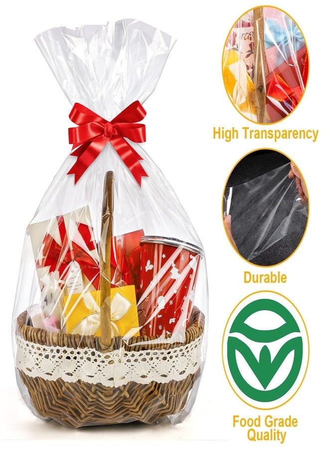 CUDICY 20pcs Cellophane Bags 18x30 Cellophane Wrap for Gift Baskets Large Clear Party Favors Clear Treat Plastic Gift Bags Packaging for Cookie - Image 3