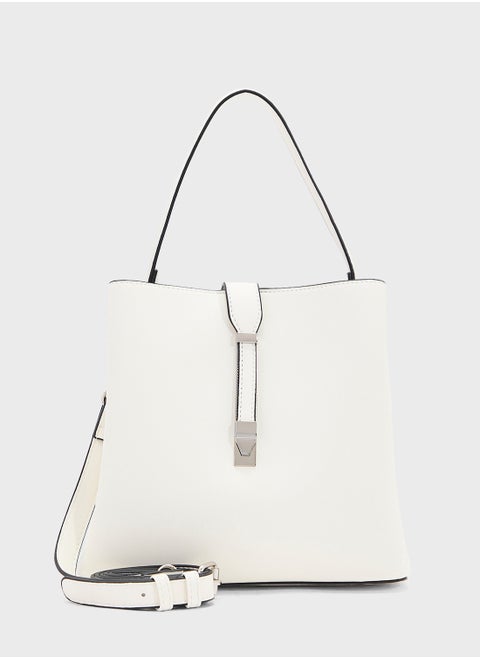 Metal Closure Detail Minimalist Satchel Bag