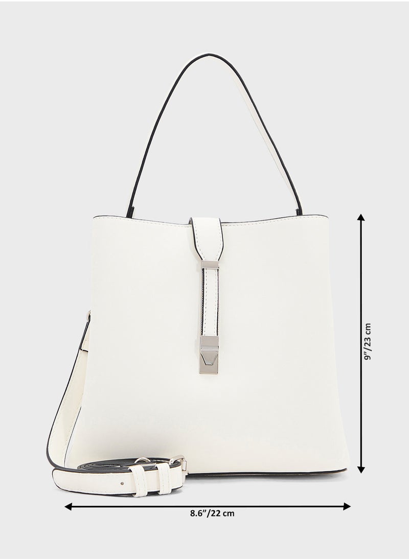Metal Closure Detail Minimalist Satchel Bag