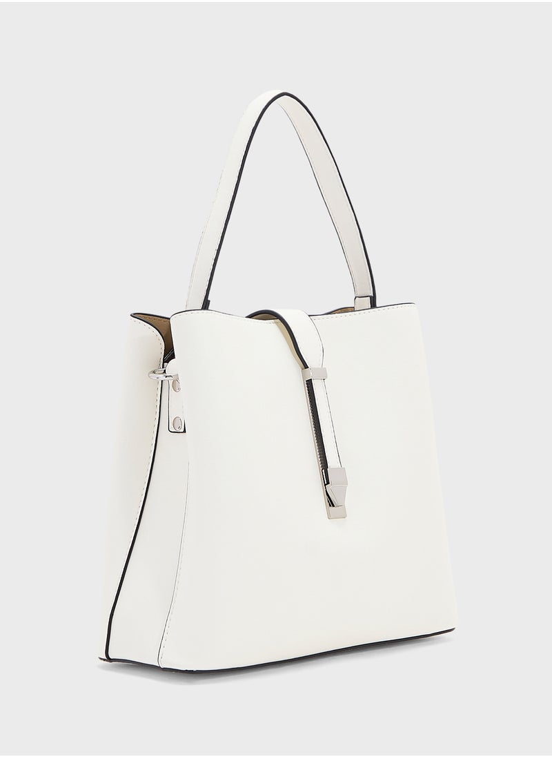 Metal Closure Detail Minimalist Satchel Bag