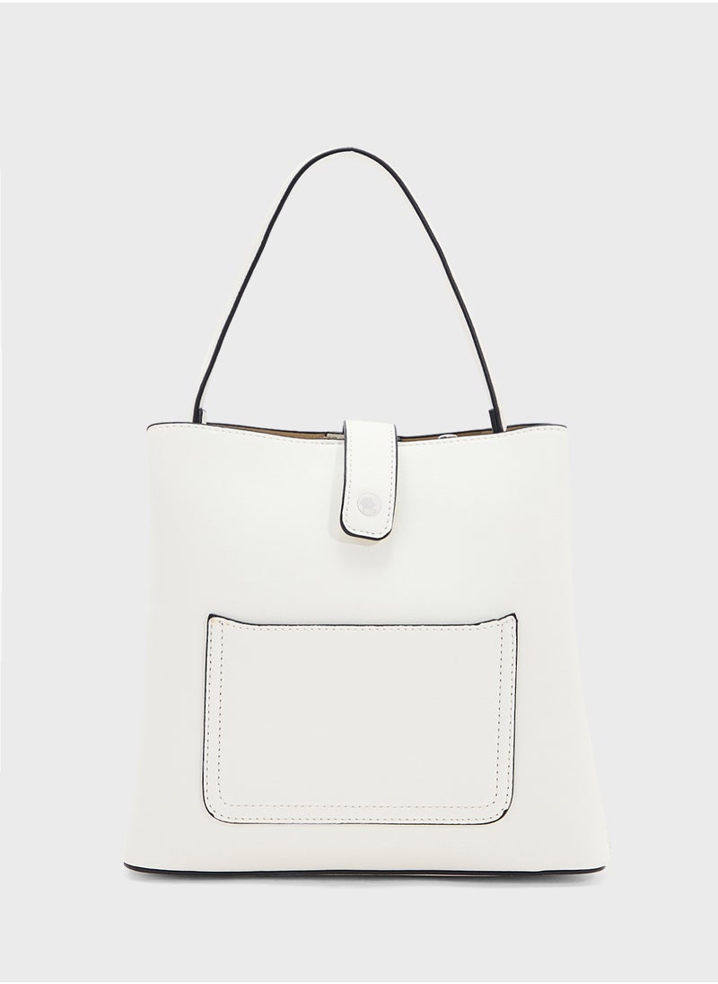 Metal Closure Detail Minimalist Satchel Bag
