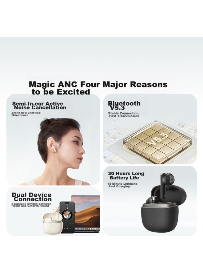 Walker Flower Edifier Hua Zai Magic Anc True Wireless Bluetooth Earbuds, Semi-in Active Noise Cancellation, Compatible With Apple, Huawei, Xiaomi, Cloud White - Image 1