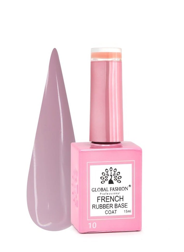 GLOBAL FASHION Global Fashion French Rubber Base Coat 15ml: Long-Lasting, Durable, & Chip-Resistant Gel Nail Polish Base Coat for Manicure and Pedicure | (10)  - Image 1